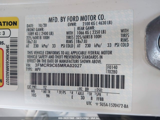 Ford Bronco Sport Outer Banks 2021 3FMCR9C65MRA02027 Image 9