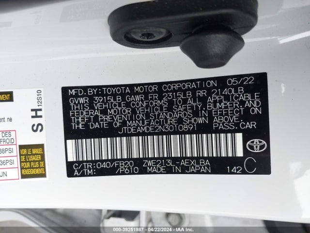 Toyota Corolla Hybrid Le 2022 JTDEAMDE2N3010891 Image 9