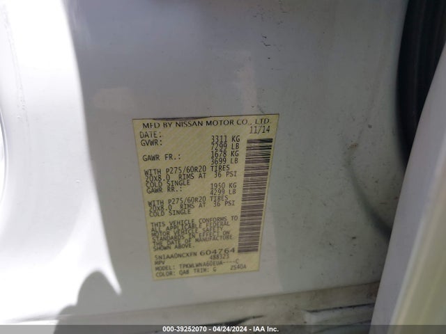 Nissan Armada Platinum 2015 5N1AA0NCXFN604764 Image 9