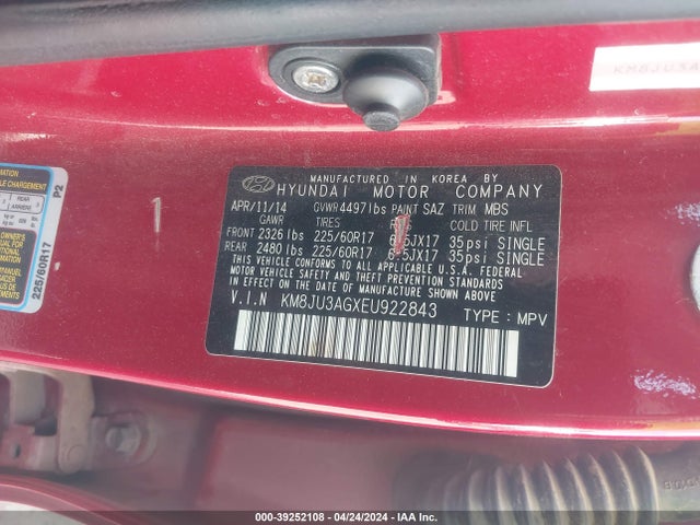 Hyundai TUCSON SE 2014 KM8JU3AGXEU922843 Image 9