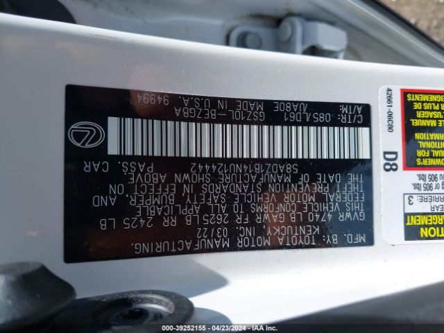 58ADZ1B14NU124442 Lexus ES 350
