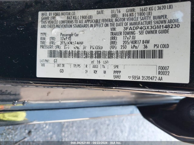 Ford FIESTA ST 2016 3FADP4GX3GM148230 Image 9
