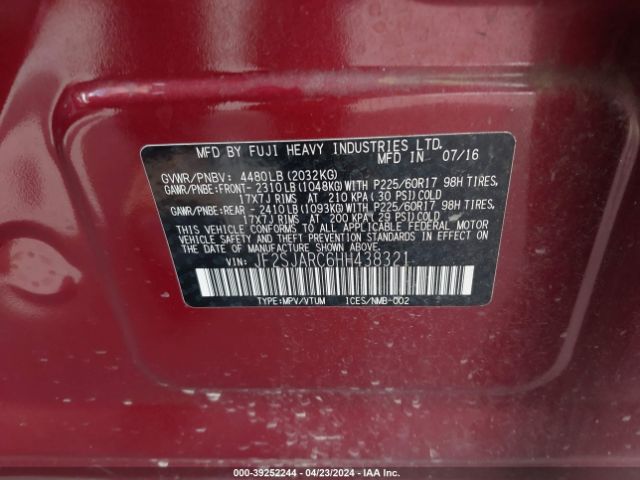 JF2SJARC6HH438321 Subaru Forester 2.5i Limited