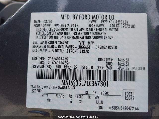 Ford Ecosport Se 2020 MAJ6S3GL7LC367301 Image 9