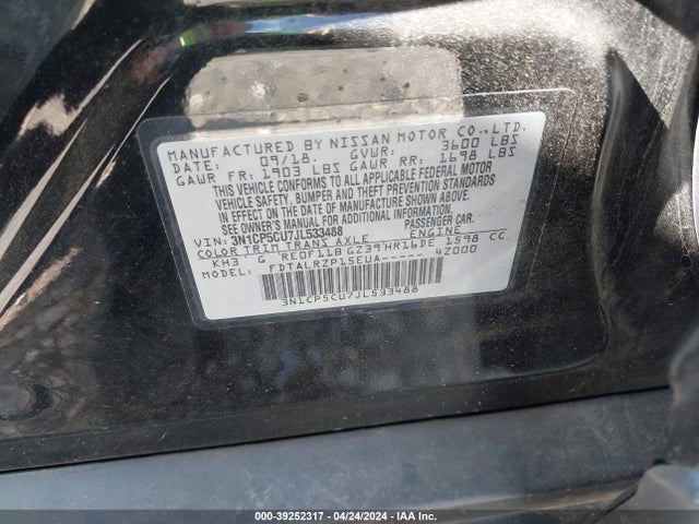 Nissan KICKS S 2018 3N1CP5CU7JL533488 Image 9