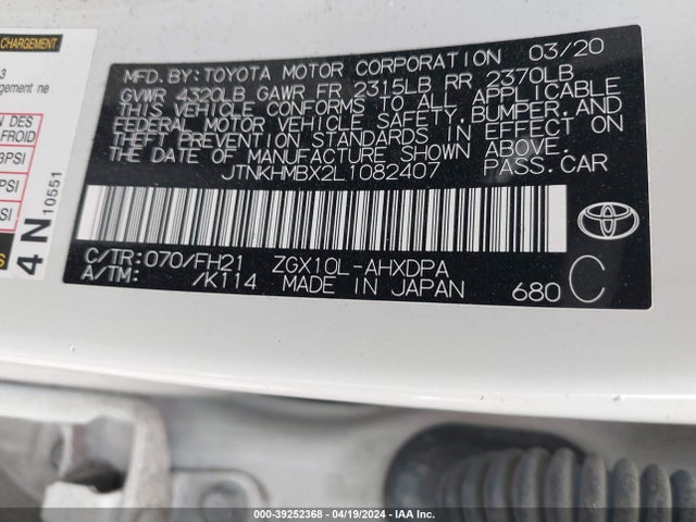 Toyota C-HR LE 2020 JTNKHMBX2L1082407 Image 9