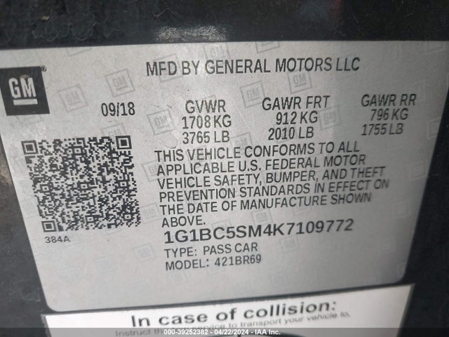 1G1BC5SM4K7109772 Chevrolet CRUZE LS