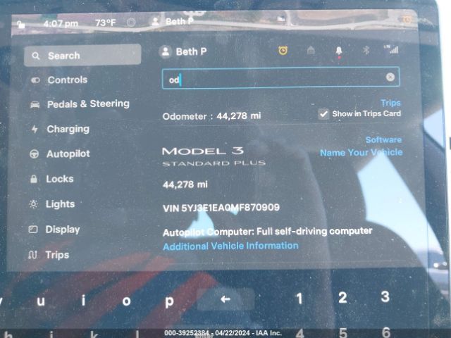 5YJ3E1EA0MF870909 Tesla Model 3 Standard Range Plus Rear-wheel Drive