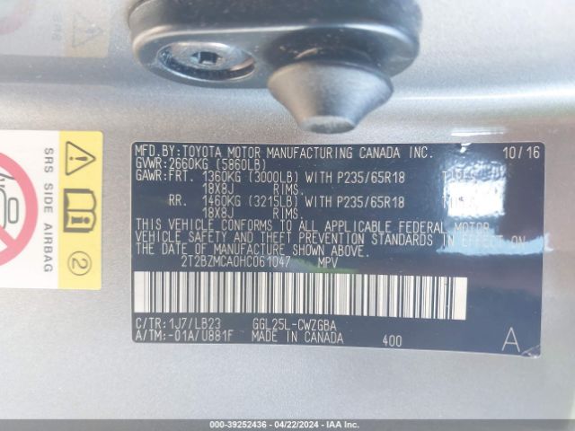 2T2BZMCA0HC061047 Lexus RX 350
