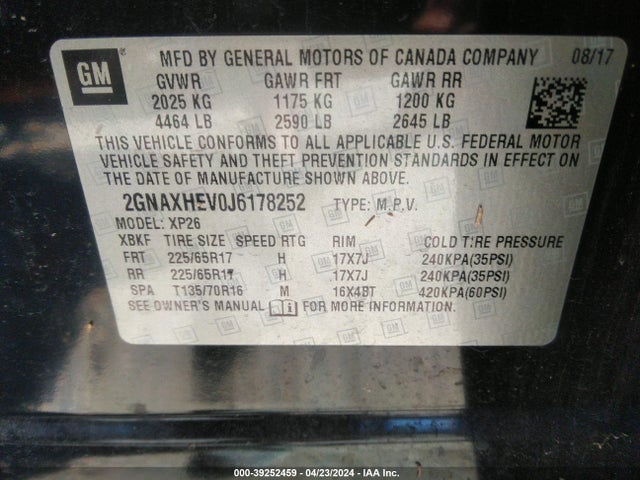 Chevrolet EQUINOX LS 2018 2GNAXHEV0J6178252 Image 9