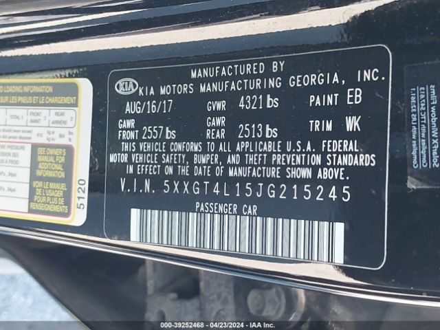 5XXGT4L15JG215245 KIA Optima Lx Turbo