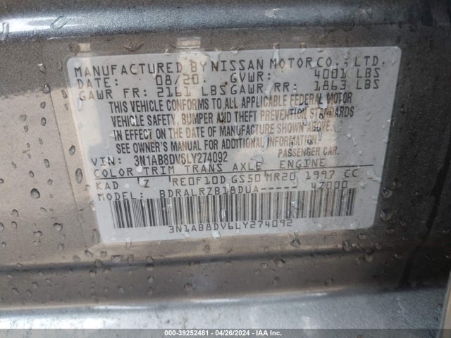 Nissan Sentra Sr Xtronic Cvt 2020 3N1AB8DV6LY274092 Image 9