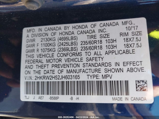 Honda CR-V EX 2018 2HKRW2H52JH603165 Image 9