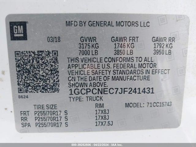 Chevrolet Silverado 1500 Wt 2018 1GCPCNEC7JF241431 Image 9