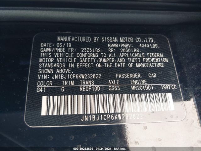 JN1BJ1CP6KW232822 Nissan Rogue Sport Sv