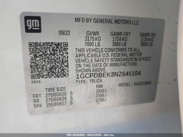Chevrolet Silverado 1500 4wd  Short Bed Custom 2022 1GCPDBEK8NZ645104 Image 9
