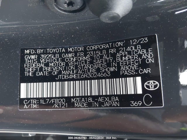 Toyota COROLLA LE 2024 JTDB4MEE6R3024663 Image 9