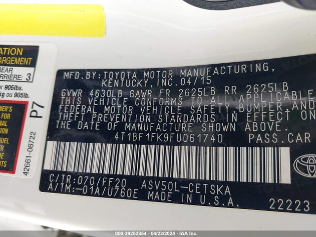 Toyota CAMRY SE 2015 4T1BF1FK9FU061740 Image 9