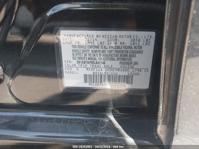 Nissan SENTRA SR 2014 3N1AB7AP0EL641746 Image 9