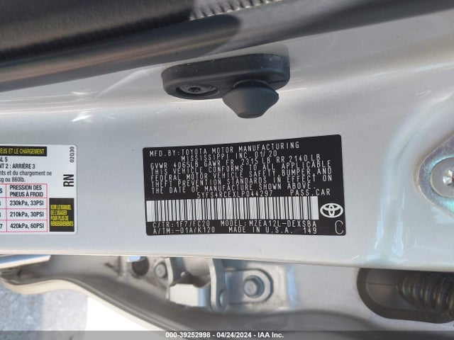 Toyota COROLLA SE 2020 5YFS4RCEXLP044297 Image 9