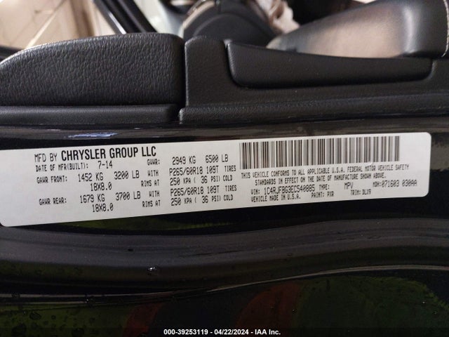 Jeep Grand Cherokee Limited 2014 1C4RJFBG3EC540885 Image 9