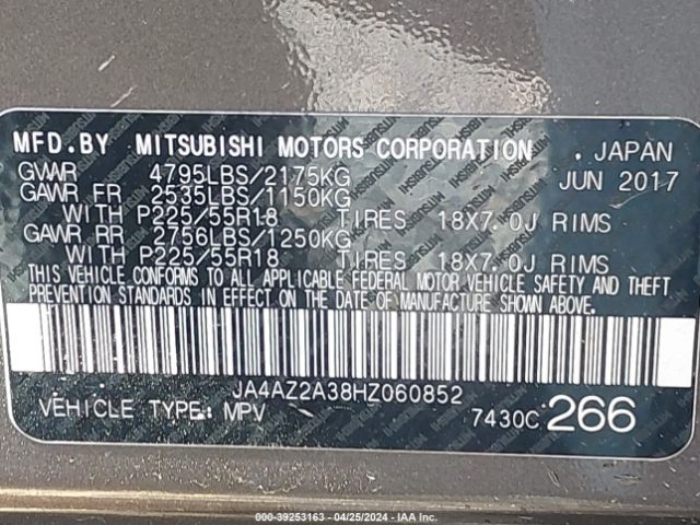 JA4AZ2A38HZ060852 Mitsubishi Outlander Es