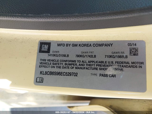 Chevrolet Spark Ls Auto 2014 KL8CB6S96EC529702 Image 9