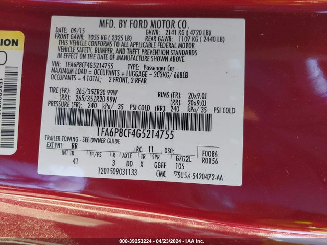 Ford Mustang Gt Premium 2016 1FA6P8CF4G5214755 Image 9
