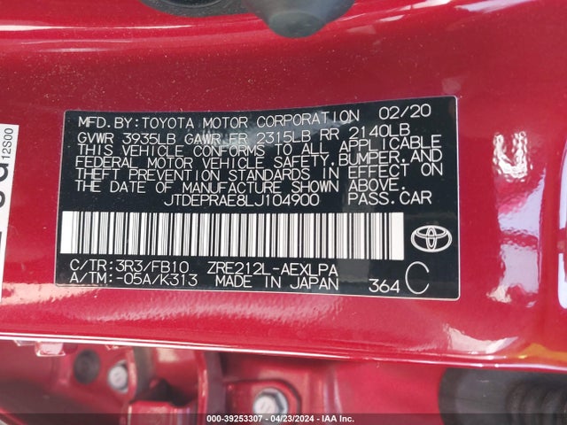 Toyota COROLLA LE 2020 JTDEPRAE8LJ104900 Image 9