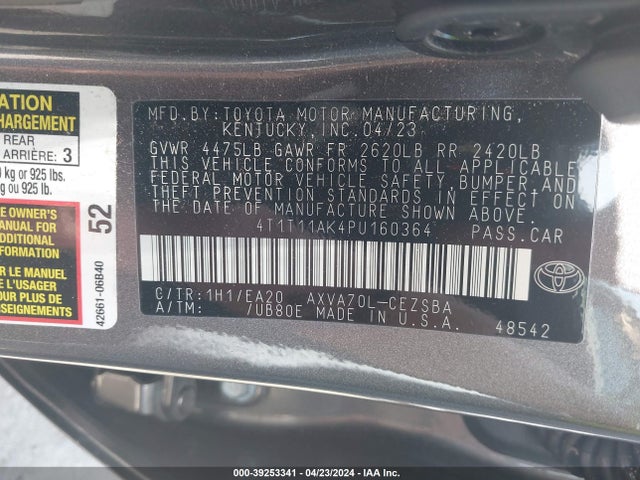 Toyota CAMRY SE 2023 4T1T11AK4PU160364 Image 9