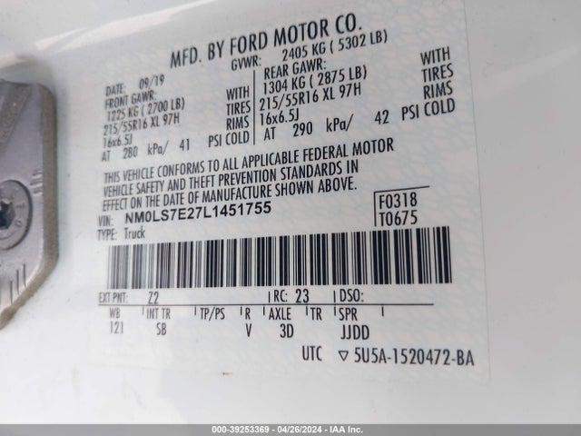 Ford Transit Connect Xl 2020 NM0LS7E27L1451755 Image 9