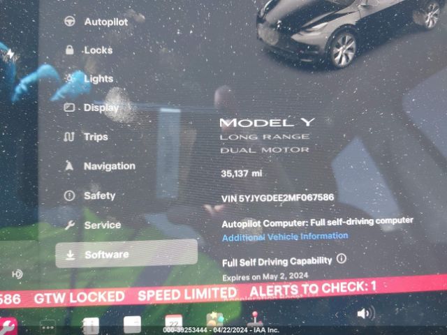 5YJYGDEE2MF067586 Tesla Model Y Long Range Dual Motor All-wheel Drive