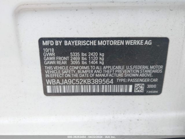 WBAJA9C52KB389564 BMW 530e Iperformance