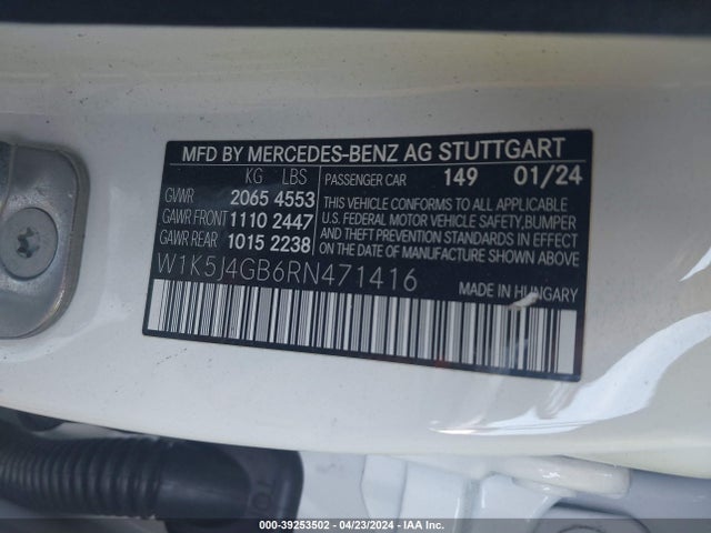 W1K5J4GB6RN471416 Mercedes-Benz Cla 250 Coupe