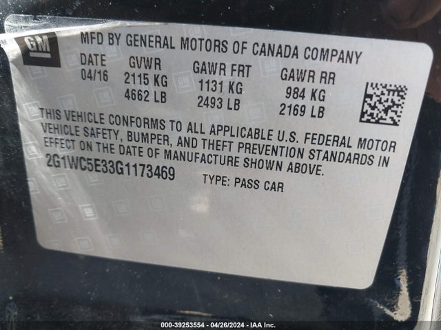 Chevrolet Impala Limited Ltz 2016 2G1WC5E33G1173469 Image 9