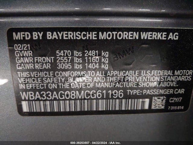 BMW 530e Xdrive 2021 WBA33AG08MCG61196 Image 9