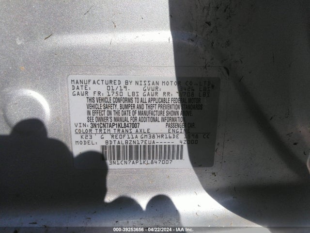 Nissan Versa 1.6 Sv 2019 3N1CN7AP1KL847007 Image 9