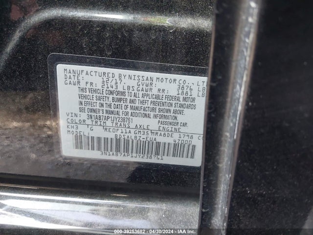 Nissan SENTRA S 2018 3N1AB7AP1JY238761 Image 9