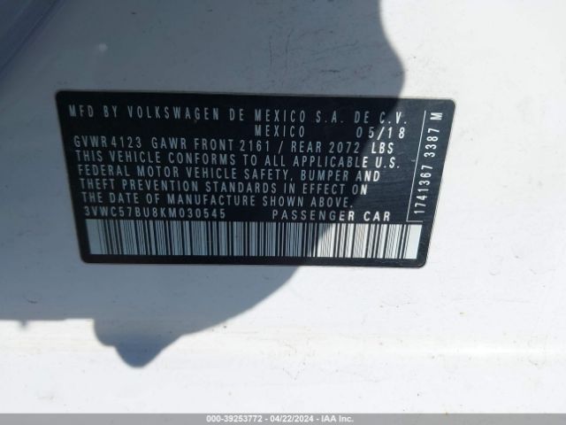3VWC57BU8KM030545 Volkswagen Jetta 1.4t R-line/1.4t S/1.4t Se