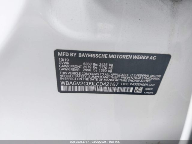 2020 BMW 840I GRAN COUPE WBAGV2C09LCD42167 Photo 8