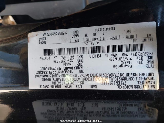 Ford FOCUS SE 2014 1FADP3F22EL224387 Image 9