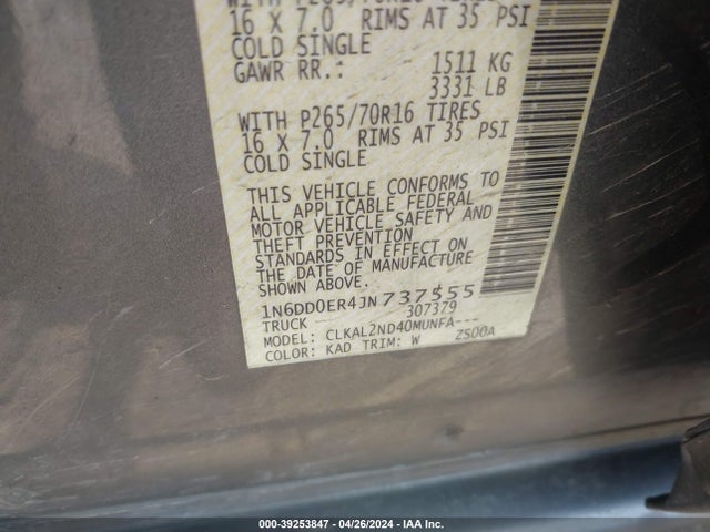 Nissan Frontier Sv 2018 1N6DD0ER4JN737555 Image 9