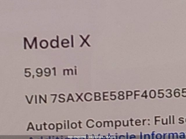 7SAXCBE58PF405365 Tesla Model X Dual Motor All-wheel Drive/standard Range