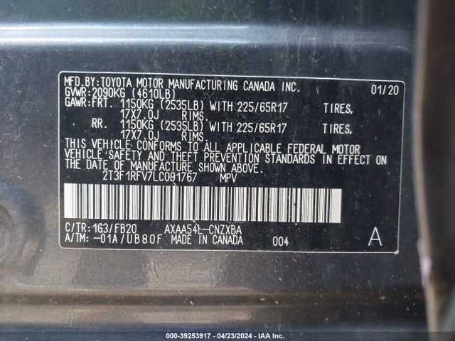 Toyota RAV4 LE 2020 2T3F1RFV7LC091767 Image 9