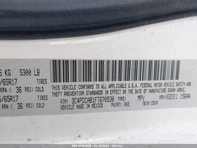 Dodge Journey American Value Pkg 2015 3C4PDCAB1FT670530 Image 9