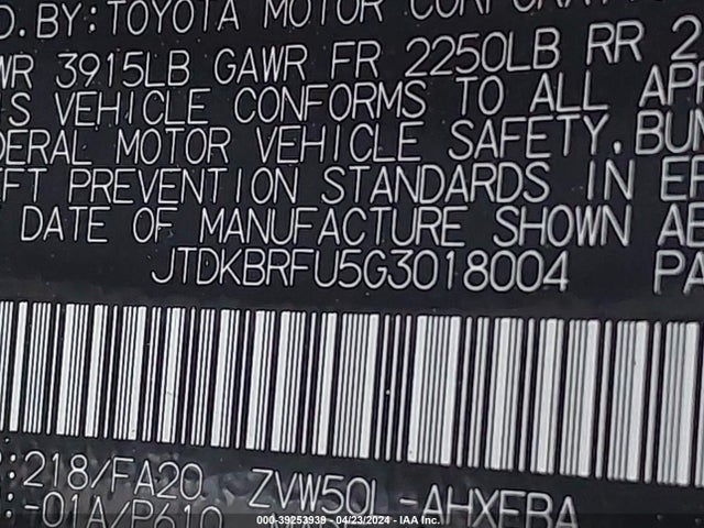 Toyota Prius Two 2016 JTDKBRFU5G3018004 Image 9