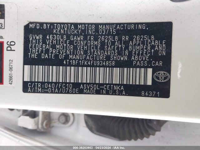 Toyota CAMRY LE 2015 4T1BF1FK4FU934858 Image 9