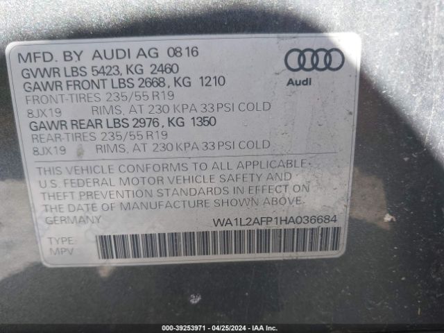 WA1L2AFP1HA036684 Audi Q5 2.0t Premium