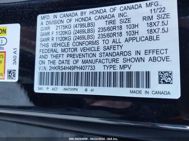 Honda Cr-v Ex Awd 2023 2HKRS4H49PH407733 Image 9