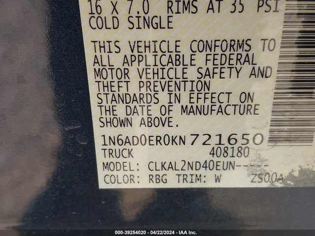 Nissan Frontier Sv 2019 1N6AD0ER0KN721650 Image 9